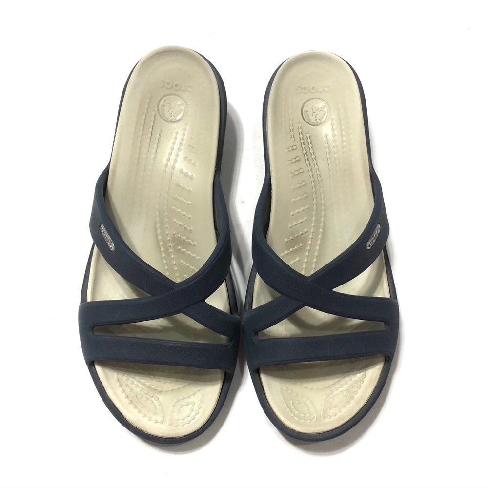 Crocs Blue Criss Cross Sandals Sz 9
